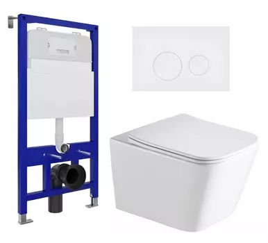 Комплект 3 в 1 инсталляция Enio Tecnico 52 EN8050052 + Унитаз подвесной SantiLine SL-5007 + кнопка белая матовая