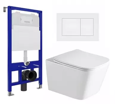Комплект 3 в 1 инсталляция Enio Tecnico 52 EN8050052 + Унитаз подвесной SantiLine SL-5007 + кнопка белая матовая
