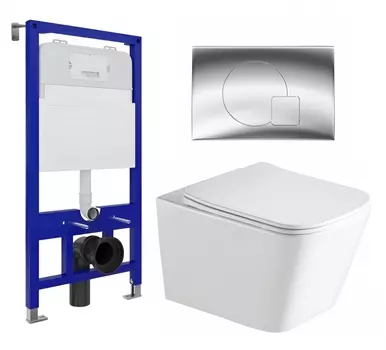 Комплект 3 в 1 инсталляция Enio Tecnico 52 EN8050052 + Унитаз подвесной SantiLine SL-5007 + кнопка хром