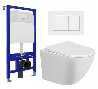 Комплект 3 в 1 инсталляция Enio Tecnico 52 EN8050052 + Унитаз подвесной Taliente Amato AM25010 + кнопка белая матовая