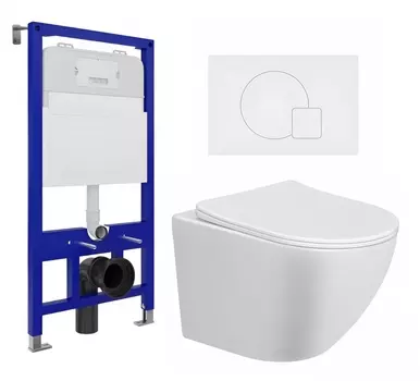 Комплект 3 в 1 инсталляция Enio Tecnico 52 EN8050052 + Унитаз подвесной Taliente Amato AM25010 + кнопка белая матовая