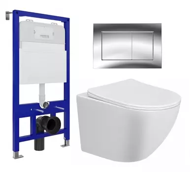 Комплект 3 в 1 инсталляция Enio Tecnico 52 EN8050052 + Унитаз подвесной Taliente Amato AM25010 + кнопка хром