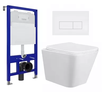 Комплект 3 в 1 инсталляция Enio Tecnico 52 EN8050052 + Унитаз подвесной Taliente Correto CR25200 + кнопка белая матовая