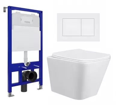 Комплект 3 в 1 инсталляция Enio Tecnico 52 EN8050052 + Унитаз подвесной Taliente Correto CR25200 + кнопка белая матовая