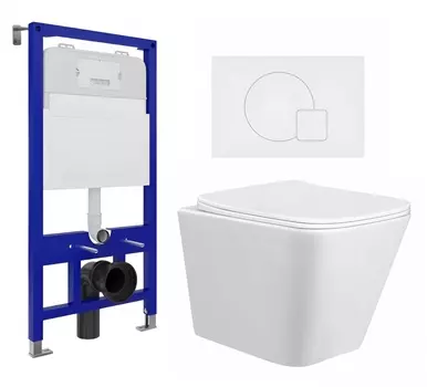 Комплект 3 в 1 инсталляция Enio Tecnico 52 EN8050052 + Унитаз подвесной Taliente Correto CR25200 + кнопка белая матовая