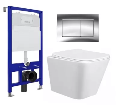 Комплект 3 в 1 инсталляция Enio Tecnico 52 EN8050052 + Унитаз подвесной Taliente Correto CR25200 + кнопка хром