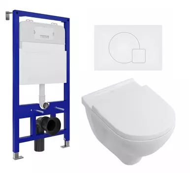 Комплект 3 в 1 инсталляция Enio Tecnico 52 EN8050052 + Унитаз подвесной Villeroy & Boch O Novo Directflush + кнопка белая матовая