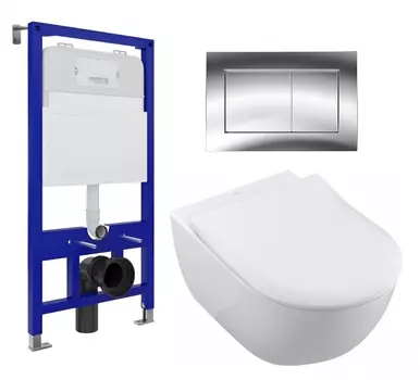 Комплект 3 в 1 инсталляция Enio Tecnico 52 EN8050052 + Унитаз подвесной Villeroy & Boch Subway 2.0 5614R201 + кнопка хром