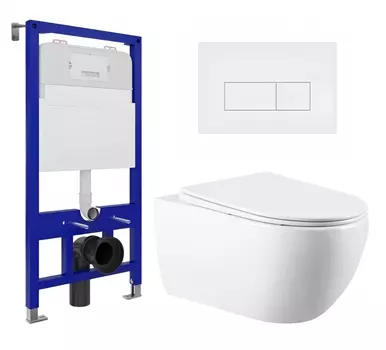 Комплект 3 в 1 инсталляция Enio Tecnico 52 EN8050052 + Унитаз подвесной Vincea Evo VT1-34 + кнопка белая матовая