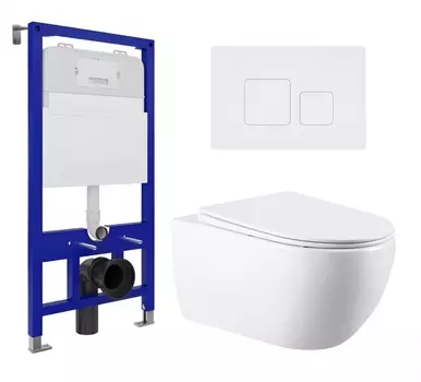 Комплект 3 в 1 инсталляция Enio Tecnico 52 EN8050052 + Унитаз подвесной Vincea Evo VT1-34 + кнопка белая матовая