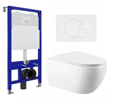 Комплект 3 в 1 инсталляция Enio Tecnico 52 EN8050052 + Унитаз подвесной Vincea Evo VT1-34 + кнопка белая матовая