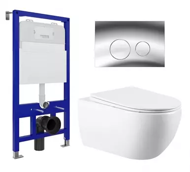 Комплект 3 в 1 инсталляция Enio Tecnico 52 EN8050052 + Унитаз подвесной Vincea Evo VT1-34 + кнопка хром