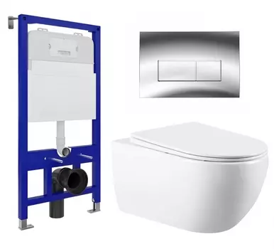 Комплект 3 в 1 инсталляция Enio Tecnico 52 EN8050052 + Унитаз подвесной Vincea Evo VT1-34 + кнопка хром