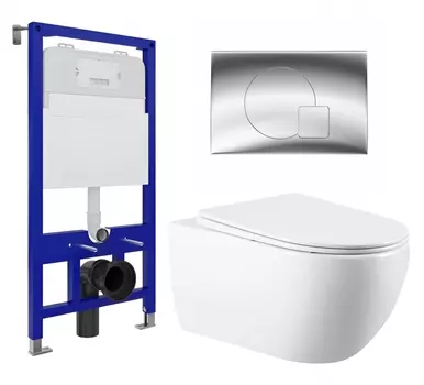 Комплект 3 в 1 инсталляция Enio Tecnico 52 EN8050052 + Унитаз подвесной Vincea Evo VT1-34 + кнопка хром