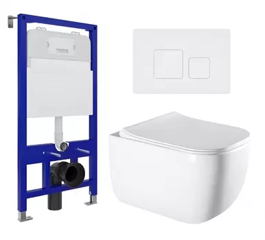 Комплект 3 в 1 инсталляция Enio Tecnico 52 EN8050052 + Унитаз подвесной Vincea Form VT1-35 + кнопка белая матовая