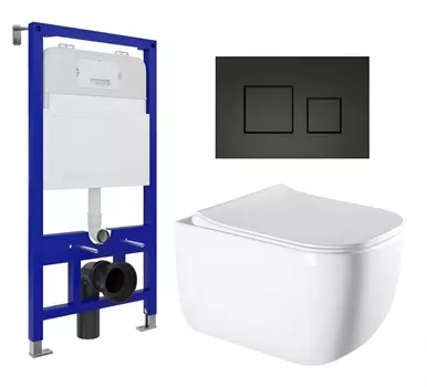 Комплект 3 в 1 инсталляция Enio Tecnico 52 EN8050052 + Унитаз подвесной Vincea Form VT1-35 + кнопка черная матовая