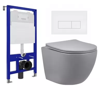 Комплект 3 в 1 инсталляция Enio Tecnico 52 EN8050052 + Унитаз подвесной Vincea Globo VT1-14SMG + кнопка белая матовая