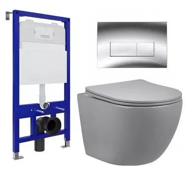 Комплект 3 в 1 инсталляция Enio Tecnico 52 EN8050052 + Унитаз подвесной Vincea Globo VT1-14SMG + кнопка хром