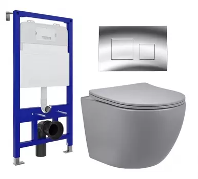 Комплект 3 в 1 инсталляция Enio Tecnico 52 EN8050052 + Унитаз подвесной Vincea Globo VT1-14SMG + кнопка хром