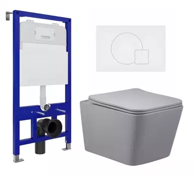 Комплект 3 в 1 инсталляция Enio Tecnico 52 EN8050052 + Унитаз подвесной Vincea Q-Line VT1-12MG + кнопка белая матовая