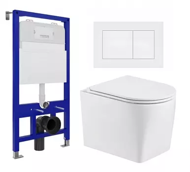 Комплект 3 в 1 инсталляция Enio Tecnico 52 EN8050052 + Унитаз подвесной WeltWasser Nesenbach 004 GL-WT + кнопка белая матовая