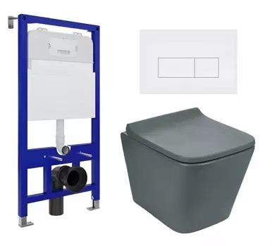Комплект 3 в 1 инсталляция Enio Tecnico 52 EN8050052 + Унитаз подвесной Weltwasser WW SK Gelbach 041 MT-GR + кнопка белая матовая