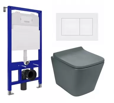 Комплект 3 в 1 инсталляция Enio Tecnico 52 EN8050052 + Унитаз подвесной Weltwasser WW SK Gelbach 041 MT-GR + кнопка белая матовая