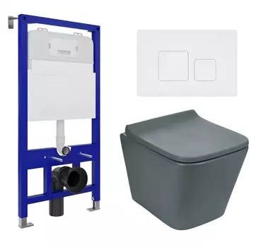 Комплект 3 в 1 инсталляция Enio Tecnico 52 EN8050052 + Унитаз подвесной Weltwasser WW SK Gelbach 041 MT-GR + кнопка белая матовая