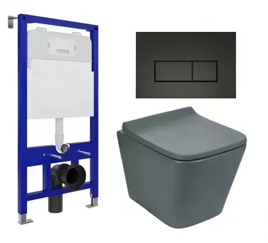 Комплект 3 в 1 инсталляция Enio Tecnico 52 EN8050052 + Унитаз подвесной Weltwasser WW SK Gelbach 041 MT-GR + кнопка черная матовая