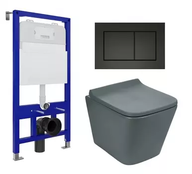 Комплект 3 в 1 инсталляция Enio Tecnico 52 EN8050052 + Унитаз подвесной Weltwasser WW SK Gelbach 041 MT-GR + кнопка черная матовая