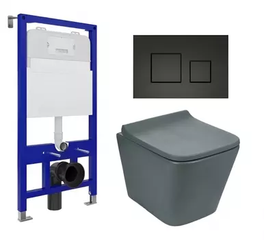 Комплект 3 в 1 инсталляция Enio Tecnico 52 EN8050052 + Унитаз подвесной Weltwasser WW SK Gelbach 041 MT-GR + кнопка черная матовая