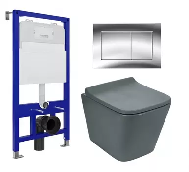 Комплект 3 в 1 инсталляция Enio Tecnico 52 EN8050052 + Унитаз подвесной Weltwasser WW SK Gelbach 041 MT-GR + кнопка хром