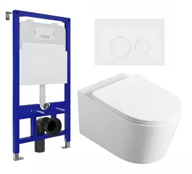 Комплект 3 в 1 инсталляция Enio Tecnico 52 EN8050052 + Унитаз Vincea Cute VT1-24 + кнопка белая матовая