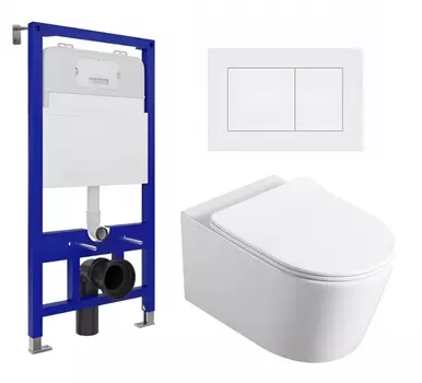 Комплект 3 в 1 инсталляция Enio Tecnico 52 EN8050052 + Унитаз Vincea Cute VT1-24 + кнопка белая матовая