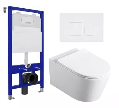 Комплект 3 в 1 инсталляция Enio Tecnico 52 EN8050052 + Унитаз Vincea Cute VT1-24 + кнопка белая матовая