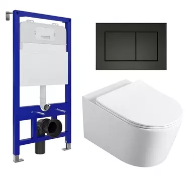 Комплект 3 в 1 инсталляция Enio Tecnico 52 EN8050052 + Унитаз Vincea Cute VT1-24 + кнопка черная матовая