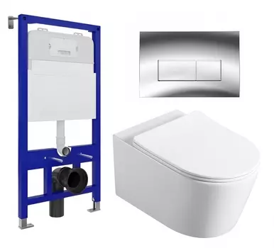 Комплект 3 в 1 инсталляция Enio Tecnico 52 EN8050052 + Унитаз Vincea Cute VT1-24 + кнопка хром