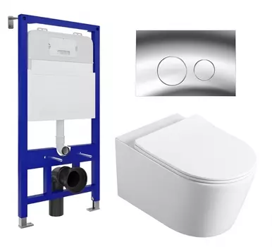 Комплект 3 в 1 инсталляция Enio Tecnico 52 EN8050052 + Унитаз Vincea Cute VT1-24 + кнопка хром
