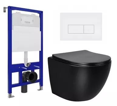 Комплект 3 в 1 инсталляция Enio Tecnico 52 EN8050052 + Унитаз Vincea Globo VT1-14MB + кнопка белая матовая