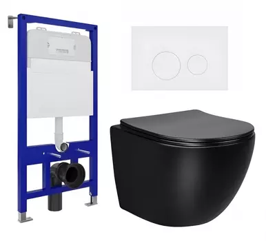 Комплект 3 в 1 инсталляция Enio Tecnico 52 EN8050052 + Унитаз Vincea Globo VT1-14MB + кнопка белая матовая