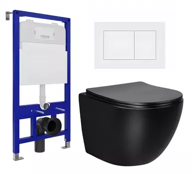 Комплект 3 в 1 инсталляция Enio Tecnico 52 EN8050052 + Унитаз Vincea Globo VT1-14MB + кнопка белая матовая