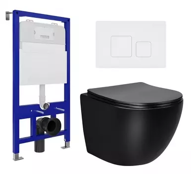 Комплект 3 в 1 инсталляция Enio Tecnico 52 EN8050052 + Унитаз Vincea Globo VT1-14MB + кнопка белая матовая