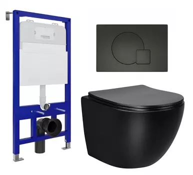 Комплект 3 в 1 инсталляция Enio Tecnico 52 EN8050052 + Унитаз Vincea Globo VT1-14MB + кнопка черная матовая