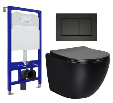 Комплект 3 в 1 инсталляция Enio Tecnico 52 EN8050052 + Унитаз Vincea Globo VT1-14MB + кнопка черная матовая