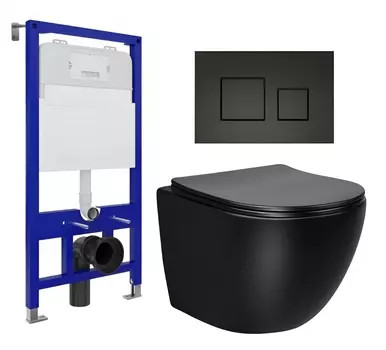 Комплект 3 в 1 инсталляция Enio Tecnico 52 EN8050052 + Унитаз Vincea Globo VT1-14MB + кнопка черная матовая