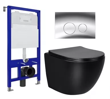 Комплект 3 в 1 инсталляция Enio Tecnico 52 EN8050052 + Унитаз Vincea Globo VT1-14MB + кнопка хром