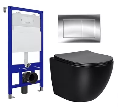 Комплект 3 в 1 инсталляция Enio Tecnico 52 EN8050052 + Унитаз Vincea Globo VT1-14MB + кнопка хром