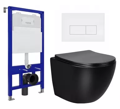 Комплект 3 в 1 инсталляция Enio Tecnico 52 EN8050052 + Унитаз Vincea Globo VT1-14SMB + кнопка белая матовая