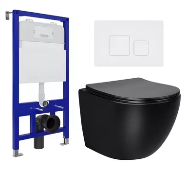 Комплект 3 в 1 инсталляция Enio Tecnico 52 EN8050052 + Унитаз Vincea Globo VT1-14SMB + кнопка белая матовая