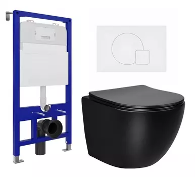 Комплект 3 в 1 инсталляция Enio Tecnico 52 EN8050052 + Унитаз Vincea Globo VT1-14SMB + кнопка белая матовая